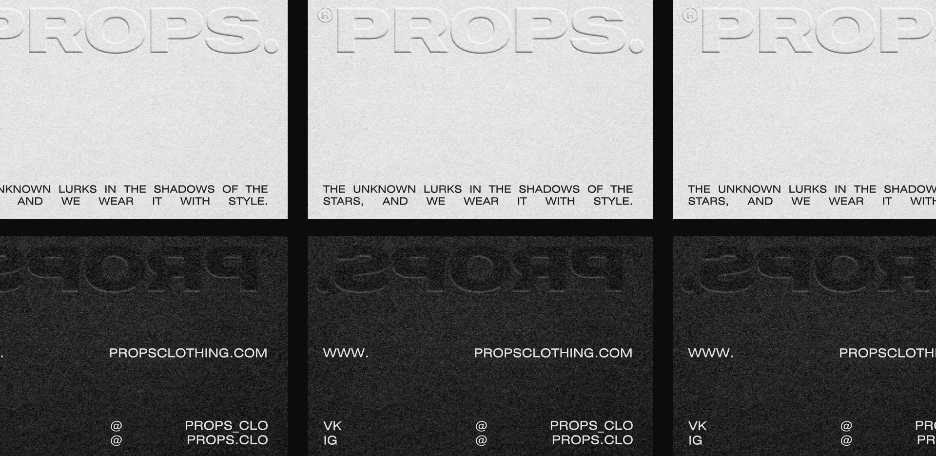 PROPS business cards, white and black