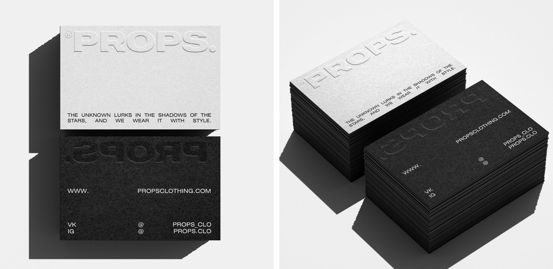 PROPS business cards, two shots in one frame