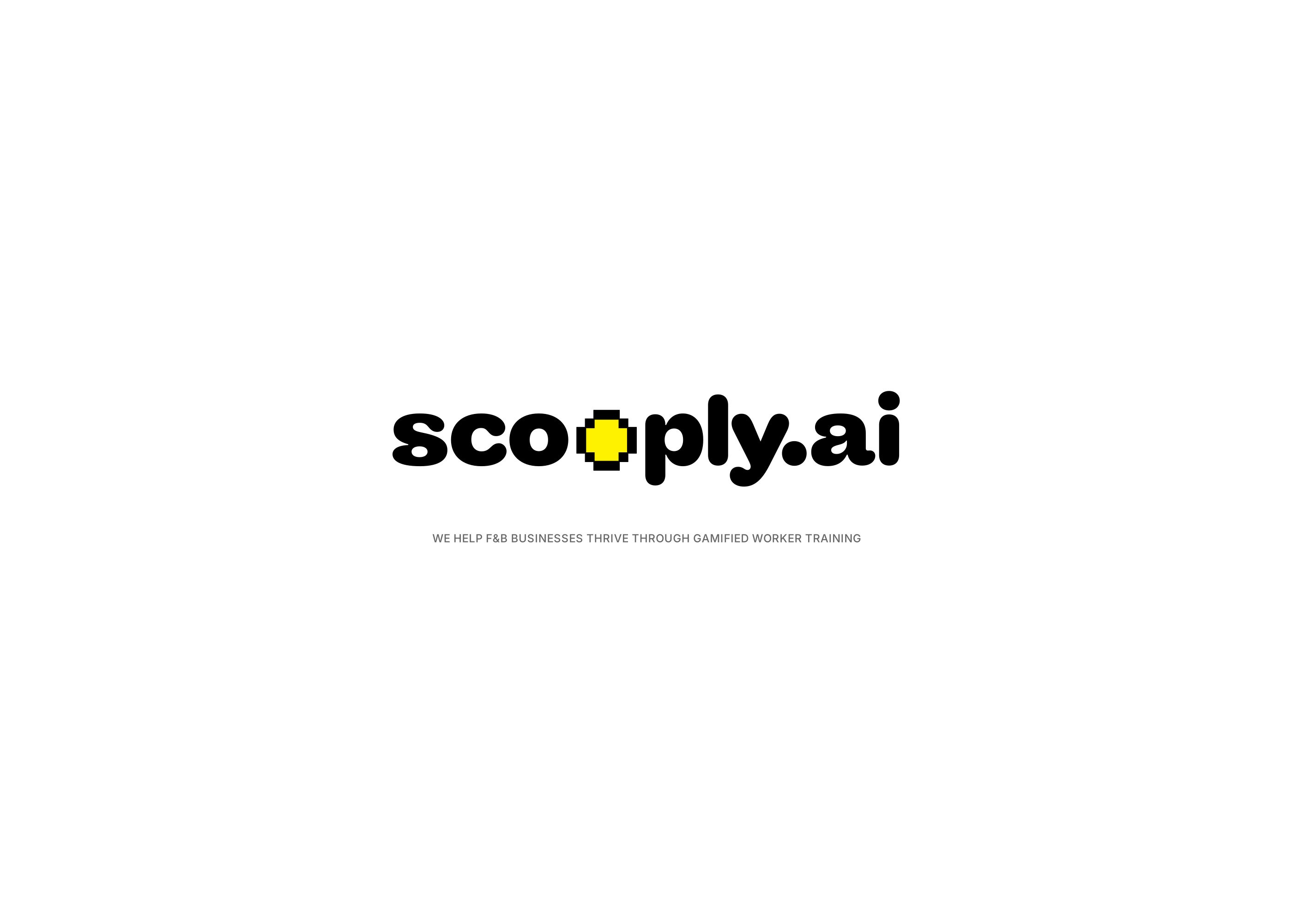 Scooply.ai logo and tagline, centred